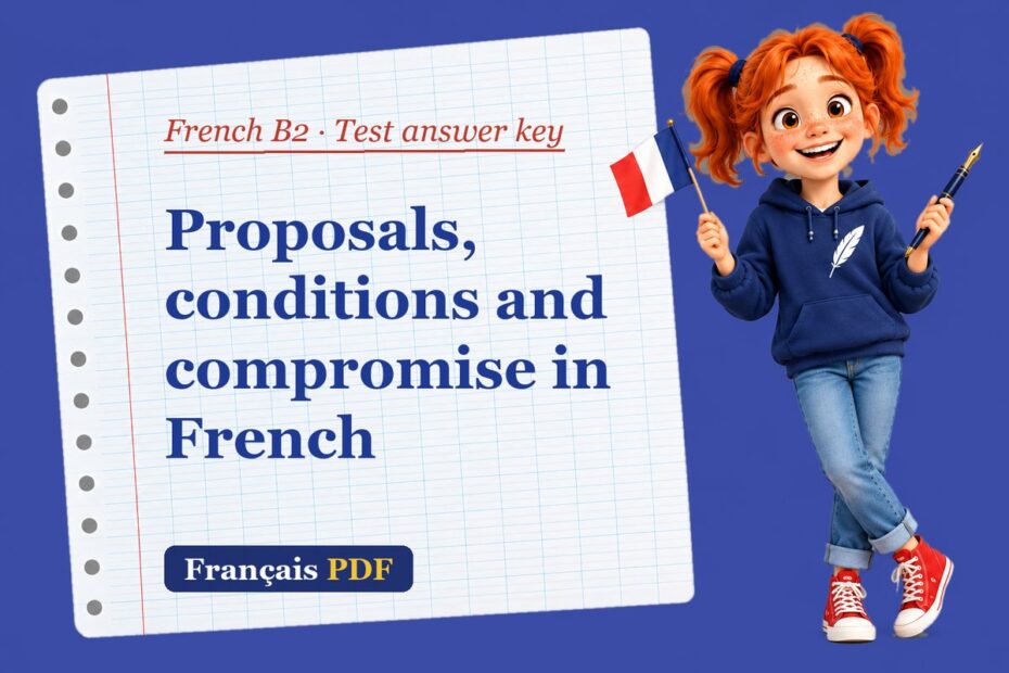 Proposals, conditions and compromise in French – French B2 test answer key with Zoé, the Français PDF coach