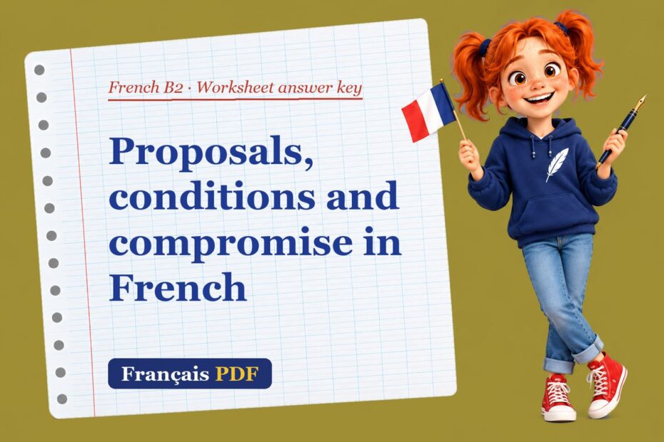 Proposals, conditions and compromise in French – French B2 worksheet answer key with Zoé, the Français PDF coach