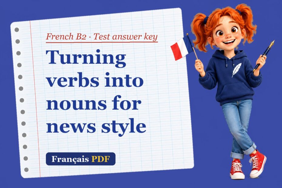 Turning verbs into nouns for news style – French B2 test answer key with Zoé, the Français PDF coach