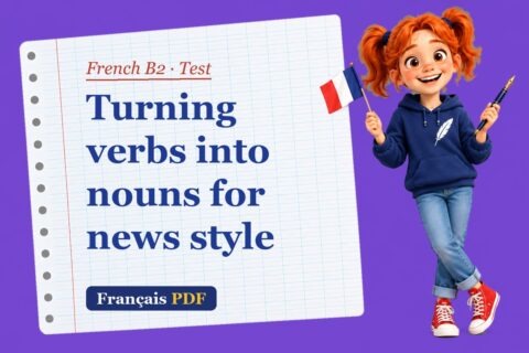 Turning verbs into nouns for news style – French B2 test with Zoé, the Français PDF coach