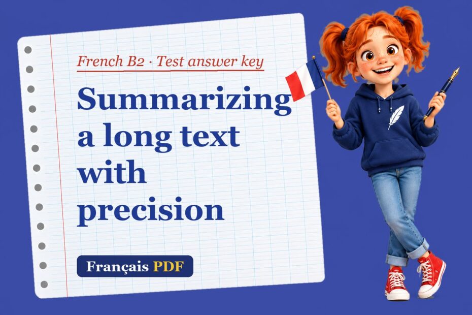 Summarizing a long text with precision – French B2 test answer key with Zoé, the Français PDF coach