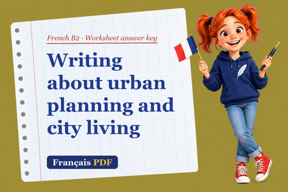 Writing about urban planning and city living – French B2 worksheet answer key with Zoé, the Français PDF coach