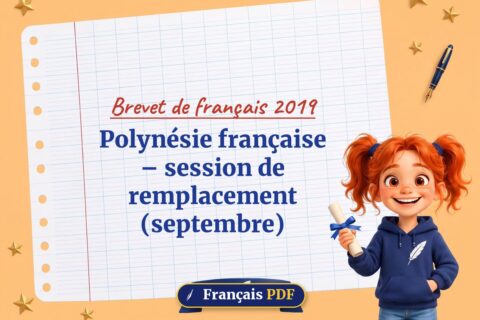 Polynésie française – session de remplacement (septembre) : brevet de français 2019, illustration Français PDF