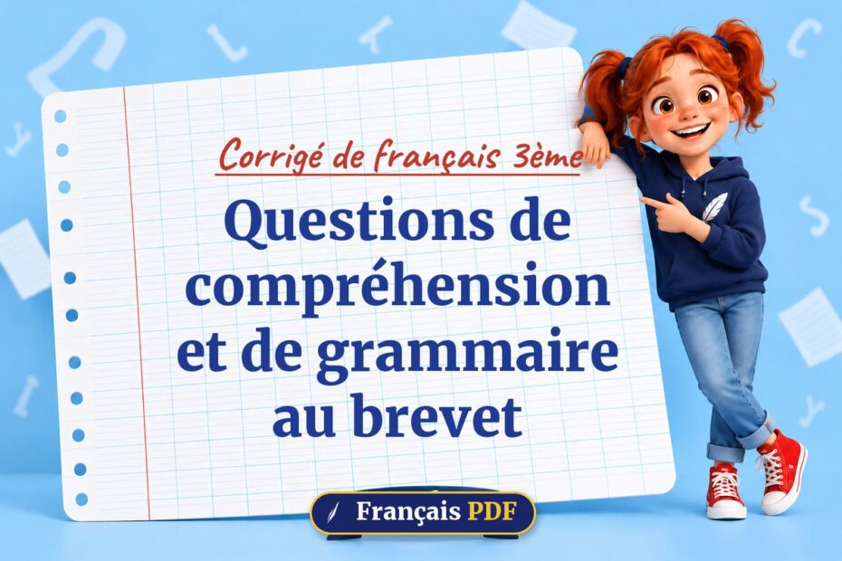 Questions de compréhension et de grammaire au brevet : corrigé de français 3ème, illustration Français PDF