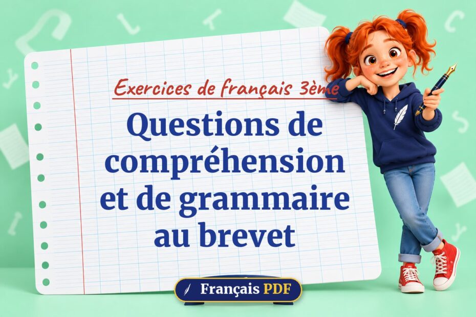 Questions de compréhension et de grammaire au brevet : exercices de français 3ème, illustration Français PDF