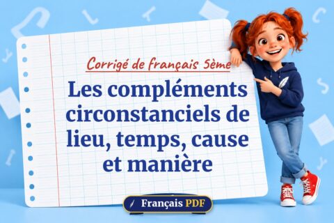 Les compléments circonstanciels de lieu, temps, cause et manière : corrigé de français 5ème, illustration Français PDF