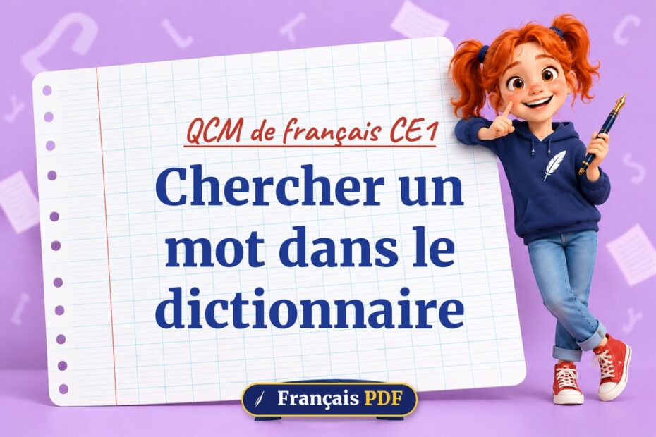 Chercher un mot dans le dictionnaire : QCM de français ce1, illustration Français PDF