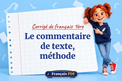 Le commentaire de texte, méthode : corrigé de français 1ère, illustration Français PDF