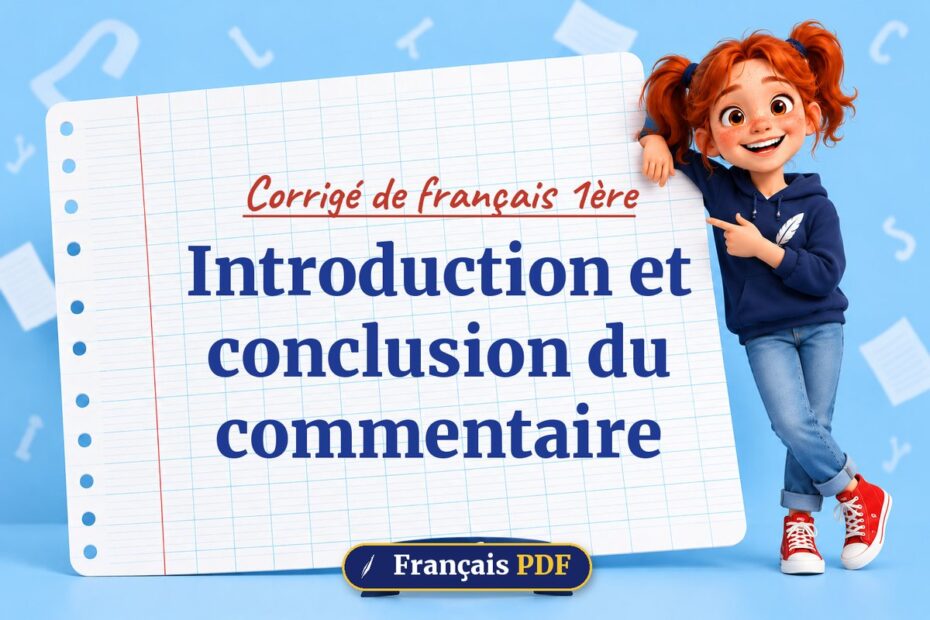 Introduction et conclusion du commentaire : corrigé de français 1ère, illustration Français PDF