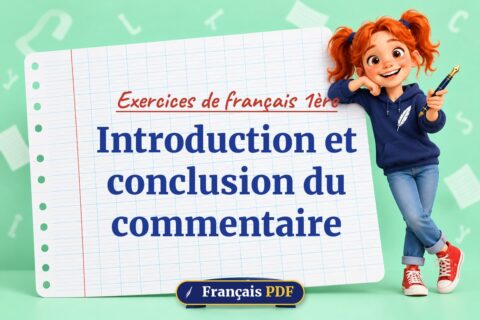 Introduction et conclusion du commentaire : exercices de français 1ère, illustration Français PDF
