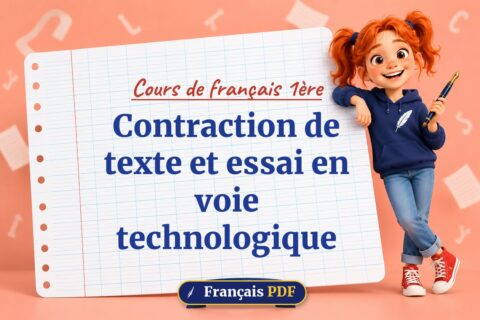 Contraction de texte et essai en voie technologique : cours de français 1ère, illustration Français PDF