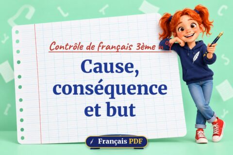 Cause, conséquence et but : contrôle de français 3ème n°9, illustration Français PDF
