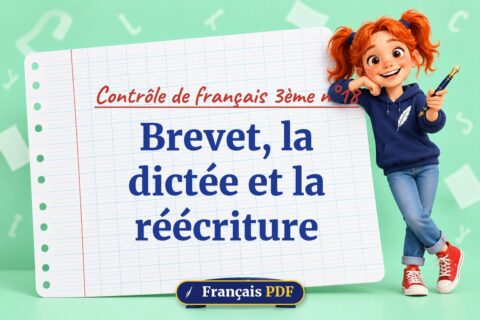 Brevet, la dictée et la réécriture : contrôle de français 3ème n°18, illustration Français PDF