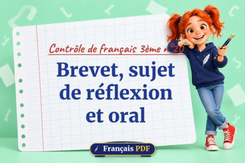 Brevet, sujet de réflexion et oral : contrôle de français 3ème n°20, illustration Français PDF