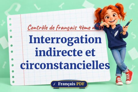 Interrogation indirecte et circonstancielles : contrôle de français 4ème n°10, illustration Français PDF
