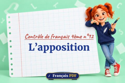 L’apposition : contrôle de français 4ème n°12, illustration Français PDF