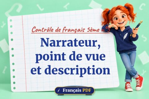 Narrateur, point de vue et description : contrôle de français 5ème n°5, illustration Français PDF