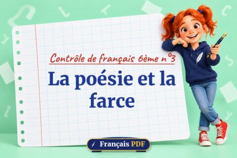 La poésie et la farce : contrôle de français 6ème n°3, illustration Français PDF