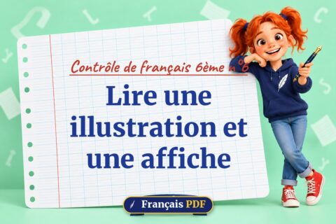 Lire une illustration et une affiche : contrôle de français 6ème n°6, illustration Français PDF