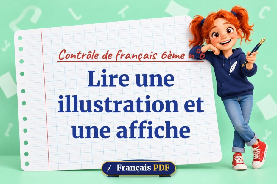 Lire une illustration et une affiche : contrôle de français 6ème n°6, illustration Français PDF