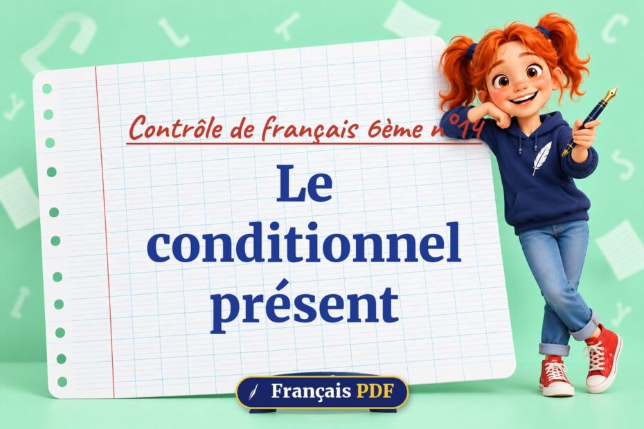 Le conditionnel présent : contrôle de français 6ème n°14, illustration Français PDF