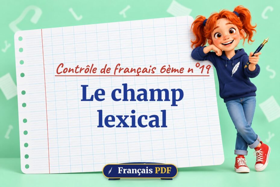 Le champ lexical : contrôle de français 6ème n°19, illustration Français PDF