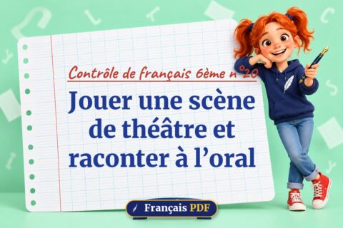 Jouer une scène de théâtre et raconter à l’oral : contrôle de français 6ème n°20, illustration Français PDF