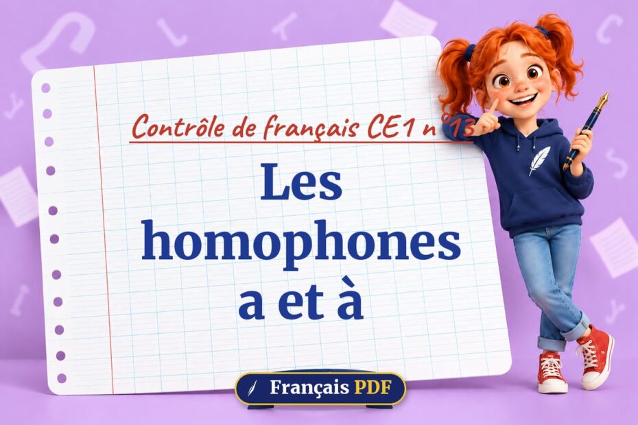 Les homophones a et à : contrôle de français ce1 n°13, illustration Français PDF