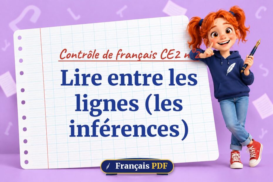 Lire entre les lignes (les inférences) : contrôle de français ce2 n°2, illustration Français PDF