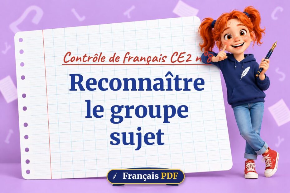 Reconnaître le groupe sujet : contrôle de français ce2 n°8, illustration Français PDF