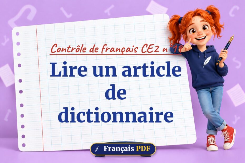 Lire un article de dictionnaire : contrôle de français ce2 n°19, illustration Français PDF