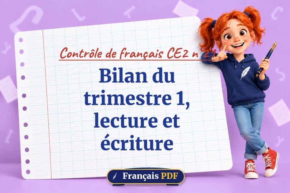 Bilan du trimestre 1, lecture et écriture : contrôle de français ce2 n°21, illustration Français PDF