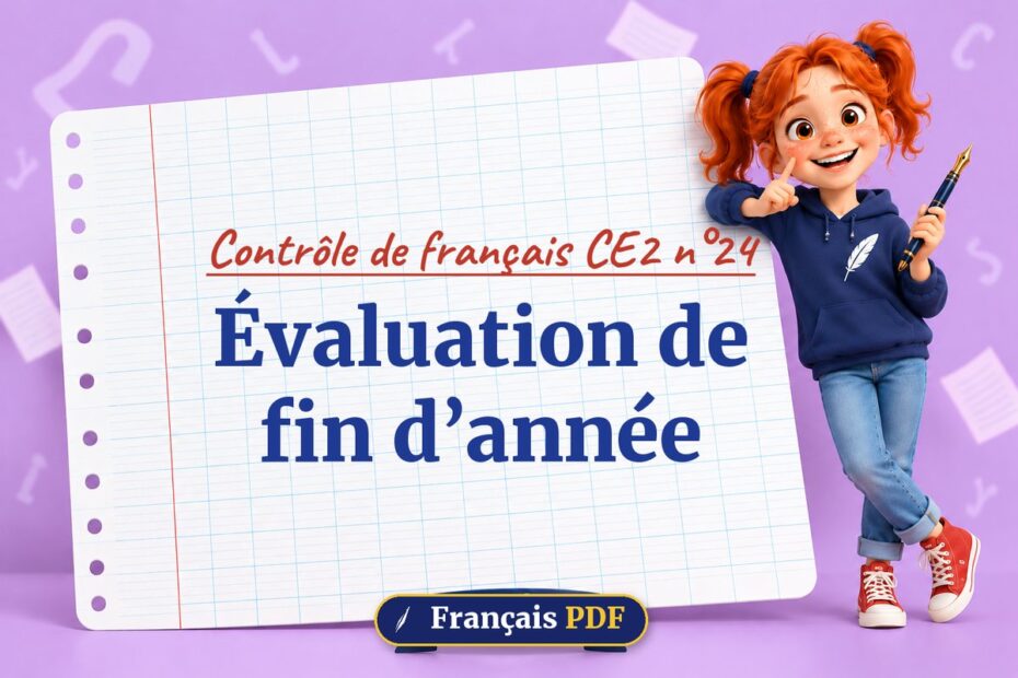 Évaluation de fin d’année : contrôle de français ce2 n°24, illustration Français PDF