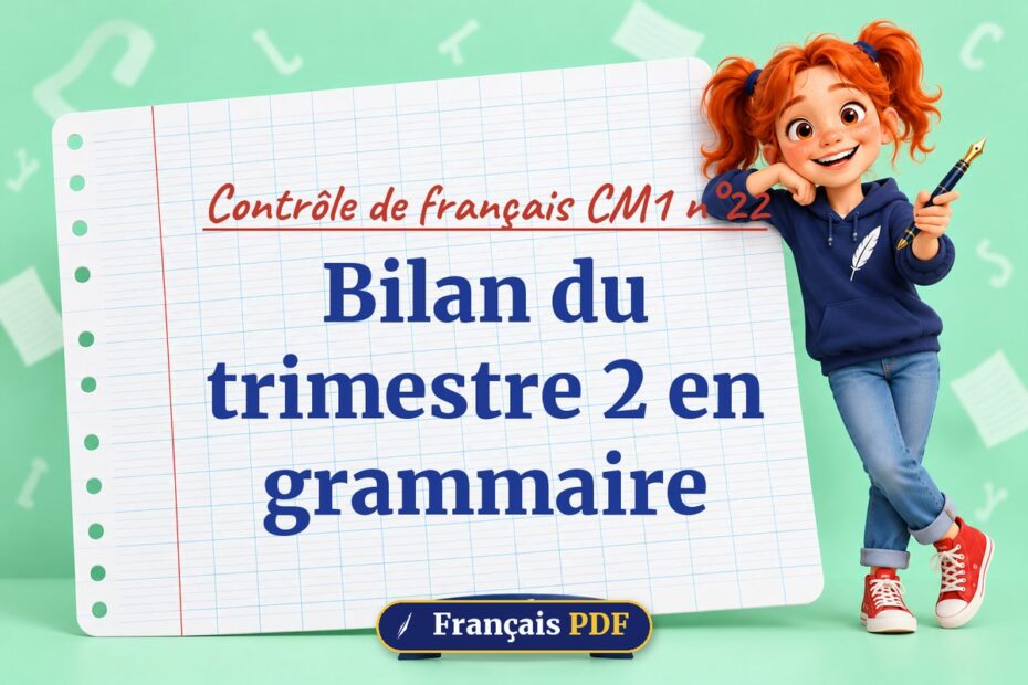 Bilan du trimestre 2 en grammaire : contrôle de français cm1 n°22, illustration Français PDF
