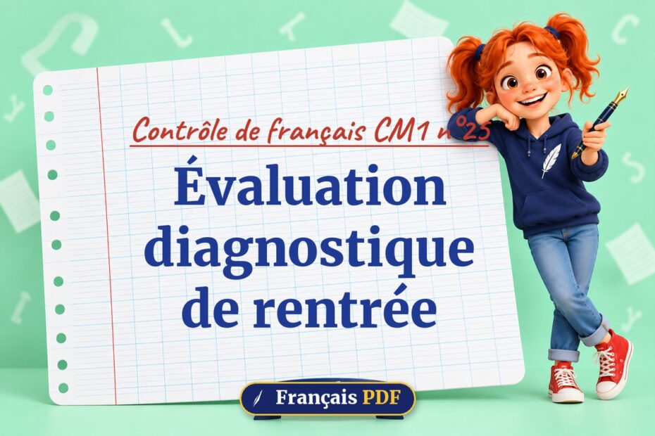 Évaluation diagnostique de rentrée : contrôle de français cm1 n°25, illustration Français PDF