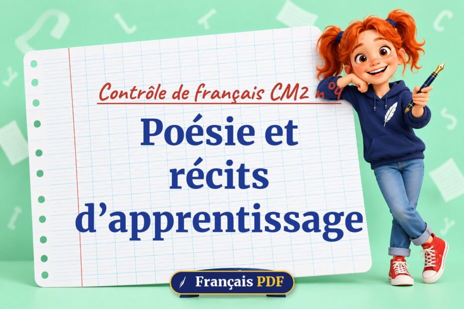 Poésie et récits d’apprentissage : contrôle de français cm2 n°4, illustration Français PDF
