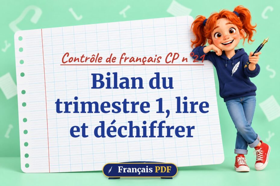 Bilan du trimestre 1, lire et déchiffrer : contrôle de français cp n°21, illustration Français PDF