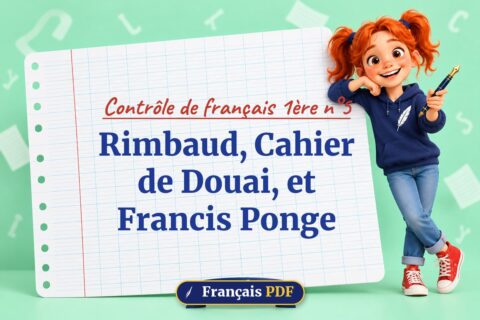 Rimbaud, Cahier de Douai, et Francis Ponge : contrôle de français 1ère n°5, illustration Français PDF