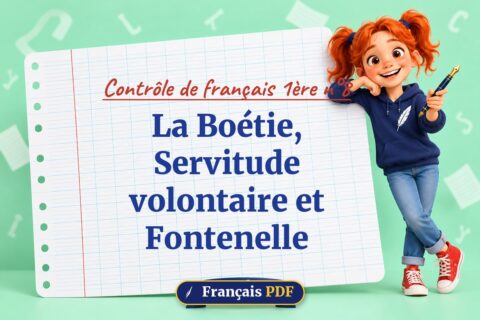 La Boétie, Servitude volontaire et Fontenelle : contrôle de français 1ère n°8, illustration Français PDF
