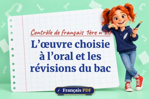 L’œuvre choisie à l’oral et les révisions du bac : contrôle de français 1ère n°20, illustration Français PDF