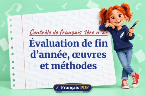 Évaluation de fin d’année, œuvres et méthodes : contrôle de français 1ère n°24, illustration Français PDF