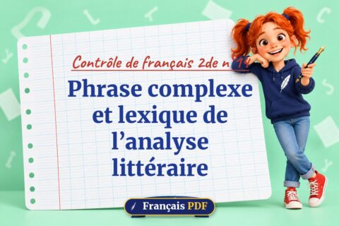 Phrase complexe et lexique de l’analyse littéraire : contrôle de français 2de n°14, illustration Français PDF