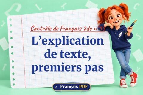 L’explication de texte, premiers pas : contrôle de français 2de n°15, illustration Français PDF