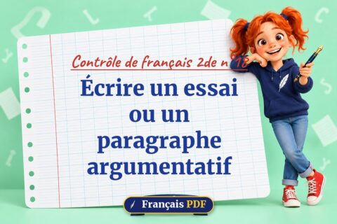 Écrire un essai ou un paragraphe argumentatif : contrôle de français 2de n°18, illustration Français PDF