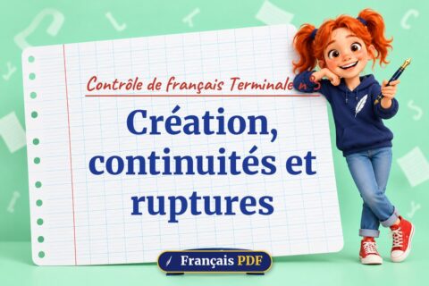 Création, continuités et ruptures : contrôle de français terminale n°5, illustration Français PDF