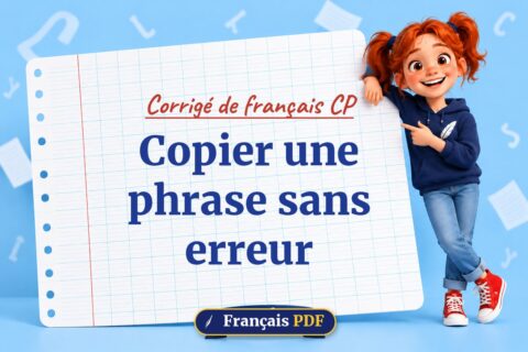 Copier une phrase sans erreur : corrigé de français cp, illustration Français PDF