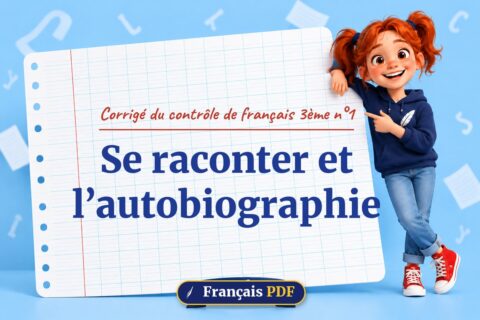Se raconter et l’autobiographie : corrigé du contrôle de français 3ème n°1, illustration Français PDF