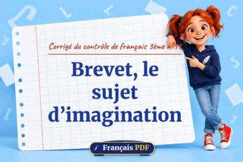 Brevet, le sujet d’imagination : corrigé du contrôle de français 3ème n°19, illustration Français PDF