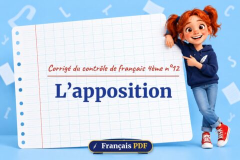 L’apposition : corrigé du contrôle de français 4ème n°12, illustration Français PDF
