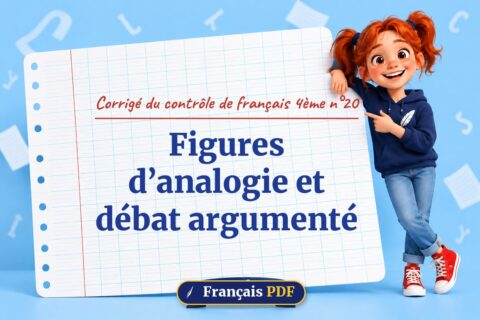 Figures d’analogie et débat argumenté : corrigé du contrôle de français 4ème n°20, illustration Français PDF